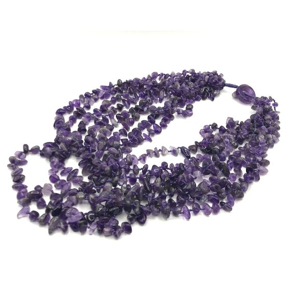Necklace 8 strands amethyst beads 16" - 26" length - Picture 4 of 6